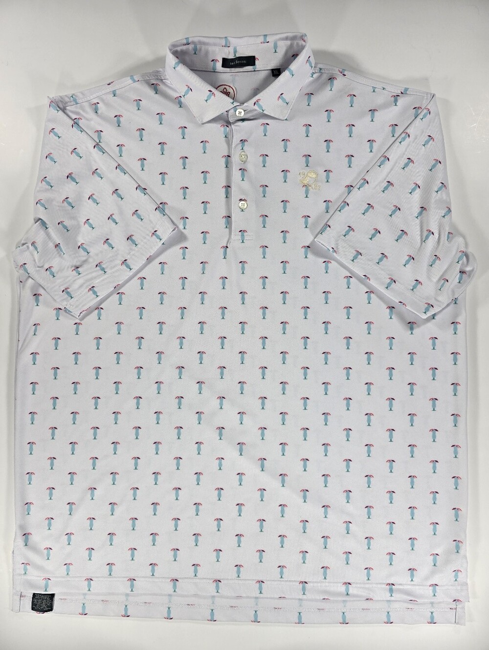 Nemacolin Turtleson XL White Mixed Drink Umbrela Golf Polo Shirt Pique Knit - Picture 4 of 9